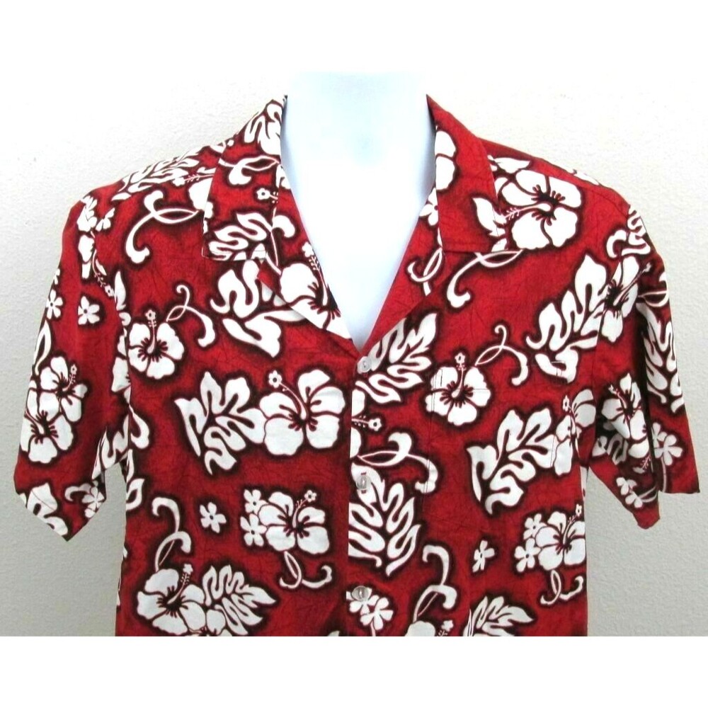 Made in Hawaii Mens Shirt Size XL Red Floral with Chest Pocket - Extra Large